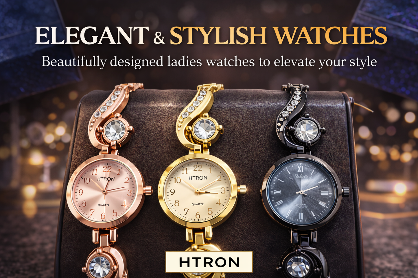 Elegant Crystal Ladies Watch – Premium Quartz Bracelet Watch